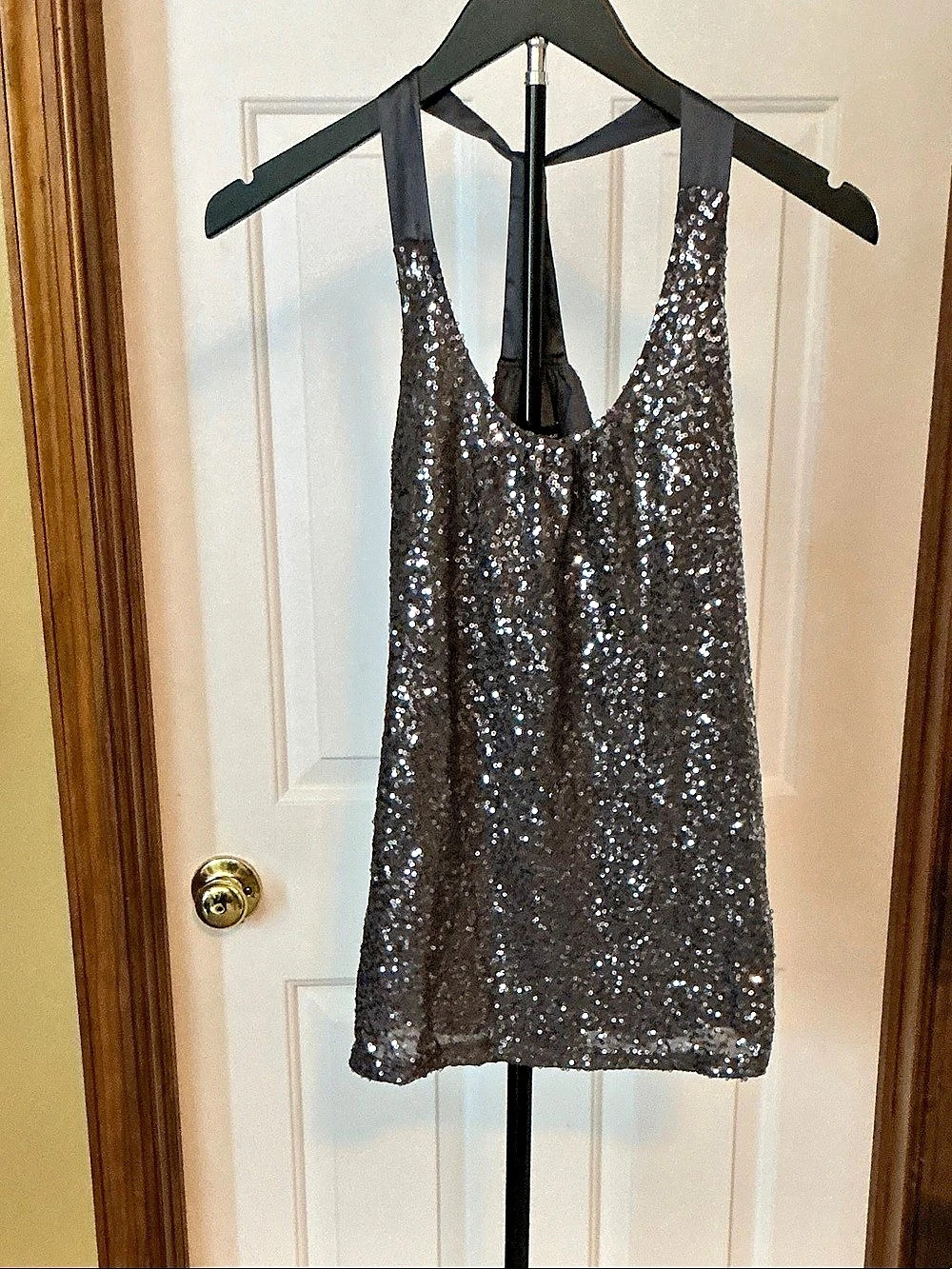 Express Sequin Tank Top in Gray XS Like New